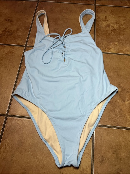 La Hearts Other - La Hearts Light Blue Lace-Up One-Piece Swimsuit